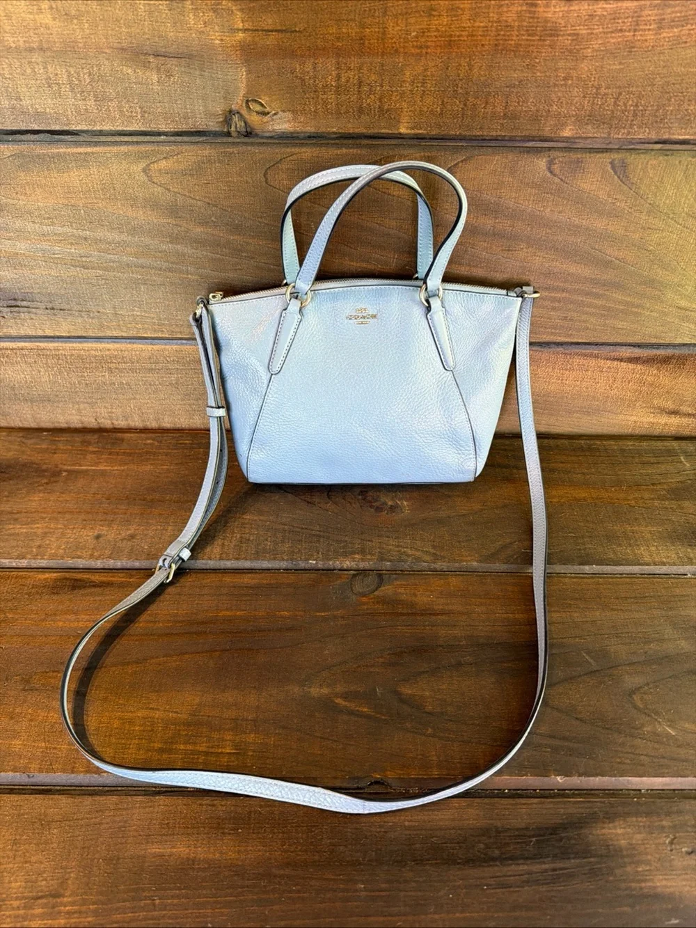 Coach Kelsey Mini Blue Leather Crossbody Satchel